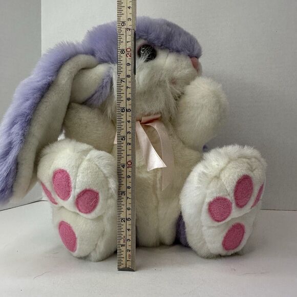 MTY International Plush Stuffed Bunny Rabbit Purple w/Pink Pads & Nose - Picture 5 of 7